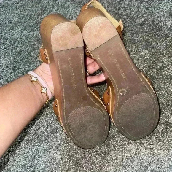 Lucky Brand Women's Tan Zashti Wedge Heel Sandal Sz 9M - Picture 7 of 7